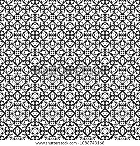 Design for printing on fabric, textile, paper, wrapper, scrapbooking. Traditional tile ornament in ethnic style. Black and white Seamless pattern. Authentic geometric background  in repeat.