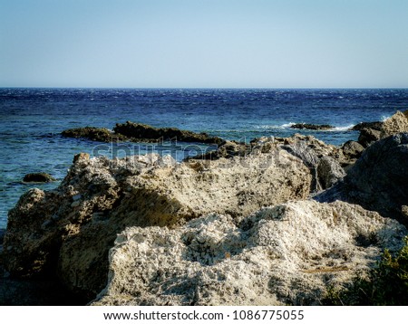 View of the sea and coastline of Crete island