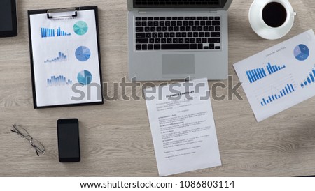 Important business contract lying on desk of businessman, office work, top view