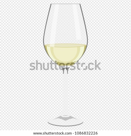 Vector illustration transparent wineglass with white wine