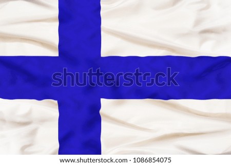 Finland national flag with waving fabric 