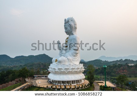 Beautiful Guan Yin statue at Huay Pla Kang temple, Thailand.