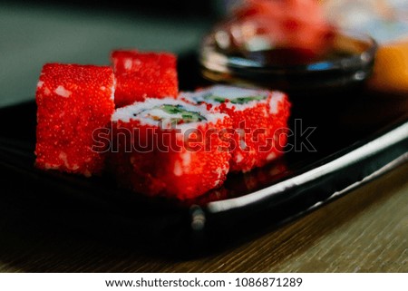 sushi california red food
