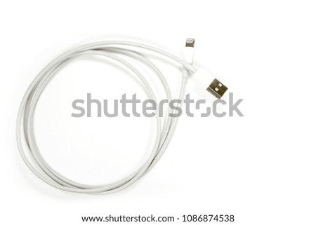 Charger with usb cable on white