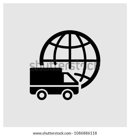 Delivery truck sign icon in trendy flat style isolated on grey background, modern symbol vector illustration for web