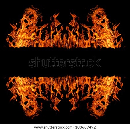 orange flame frame isolated on black background
