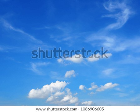 Fantastic soft white clouds against with blue sky abstract background..
