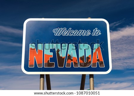 Welcome to Nevada road sign along State Route 373 near Death Valley Royalty-Free Stock Photo #1087010051
