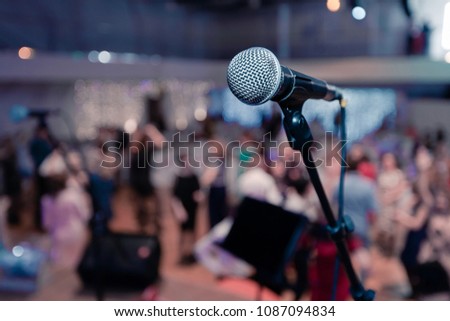 Microphone on the stand during the live concert.