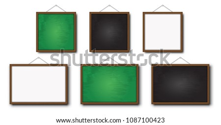 Set of realistic vector blackboard , greenboard and whiteboard . Royalty-Free Stock Photo #1087100423