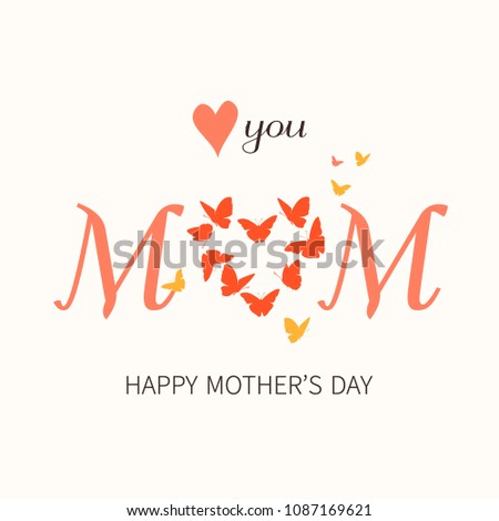 Happy Mothers day greeting card with typographic design elements. Vector illustration. 