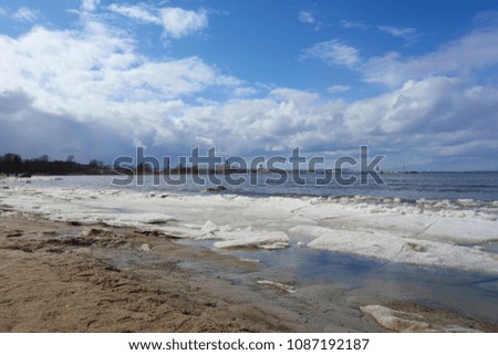 Icy Baltic sea in the coast of Tallinn during winter, Estonia