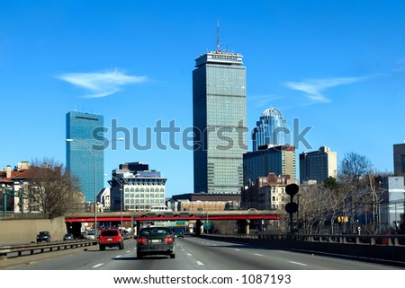 Boston skyline. Masspike.