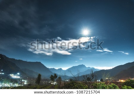 Moonlight glow enhances the beauty of Swat landscape, Pakistan