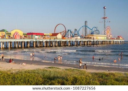 Galveston beach in Houston Royalty-Free Stock Photo #1087227656