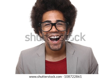 Nerdy man with a funny face