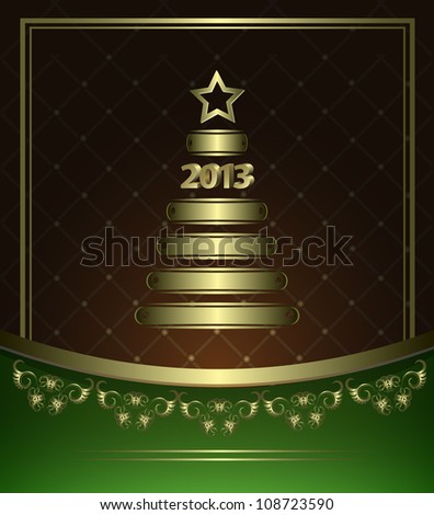 New Year Card with golden elements in abstract style