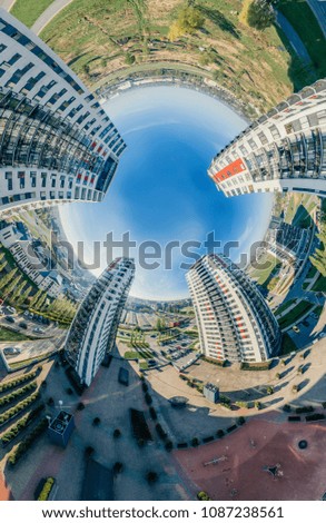 Living houses in Riga city 360 VR Drone picture for Virtual reality, Panorama