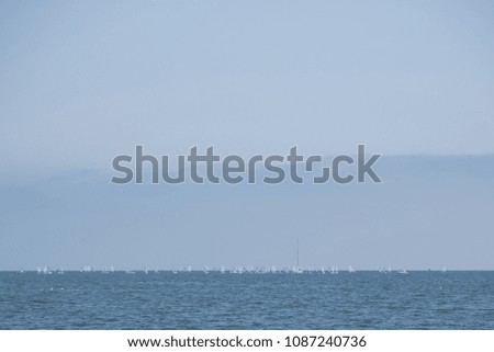Seascape with sailing boats in the background