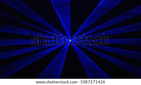 Wide blue laser beams at nightclub/music festival, alpha matte background