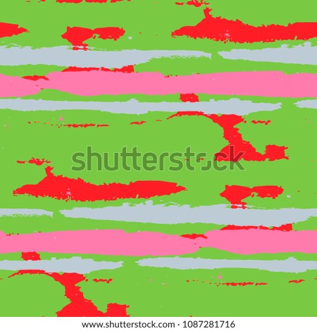 Seamless Grunge Stripes. Painted Lines. Texture with Horizontal Brush Strokes. Scribbled Grunge Rapport for Cloth, Fabric, Textile. Trendy Vector Background with Stripes