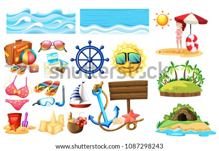 A Set of Summer Beach Vacation illustration