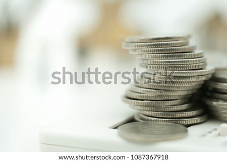 Stack of coins with copy space using as background money, finance, saving, business investment concept.