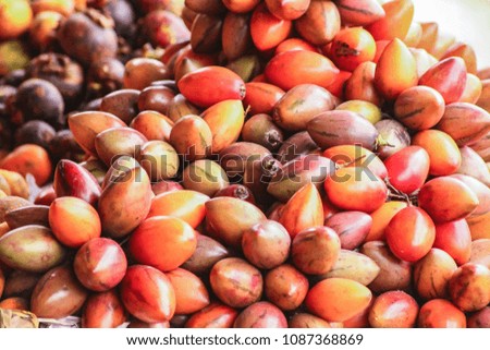 Tamarillo fruit also known as tree tomato sold in the local markets of Indonesia