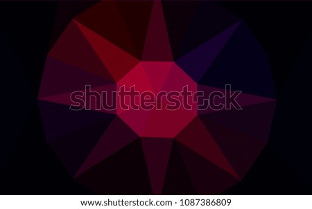 Dark Pink, Red vector abstract polygonal background with a gem in a centre. Colorful abstract illustration with triangles. Pattern for a brand book's backdrop.