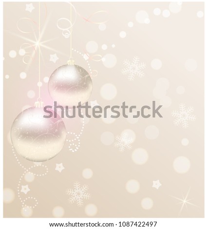Christmas background with ribbons and christmas baubles
