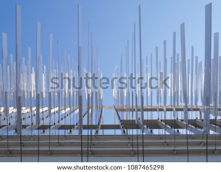 Vertical plastic sheet. Abstract architectural detail