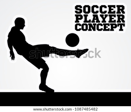 Stylised a soccer football player in silhouette kicking the ball