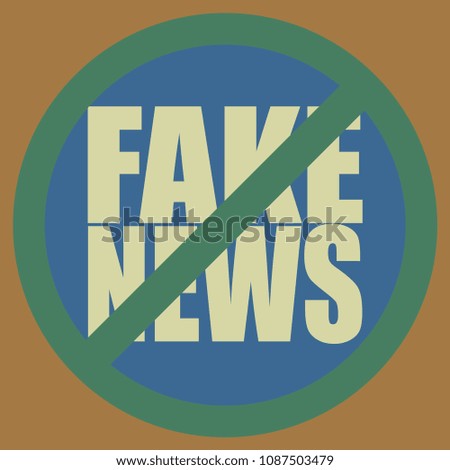 Conceptual illustration with logo fake news. Global problems of humanity.