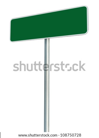 Blank Green Road Sign Isolated, Large White Frame Framed Roadside Signboard Perspective Empty Copy Space
