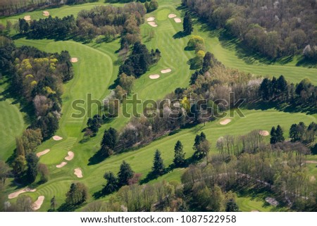 aerial view of the golf of Prieuré in the department of Yvelines in France