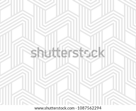 Seamless pattern with geometric stripped shapes. Stylish white texture. Abstract light background for textile, wrapper, wallpaper etc