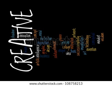 Creative Thinking info-text graphics and arrangement concept on black background