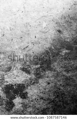 Cement concrete with scratches. Old vertical black and white background wall.