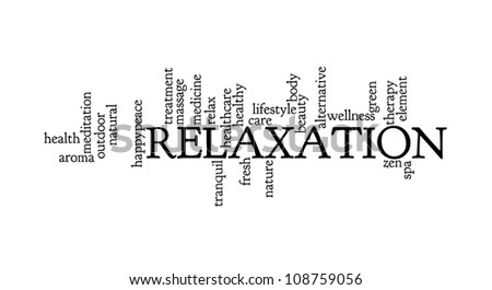 Relaxation info-text graphics and arrangement concept on white background