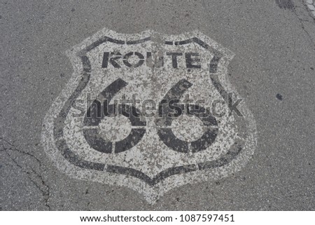 Route 66 asphalt Royalty-Free Stock Photo #1087597451