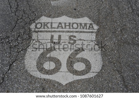 Historic Route 66  Oklahoma asphalt Royalty-Free Stock Photo #1087601627