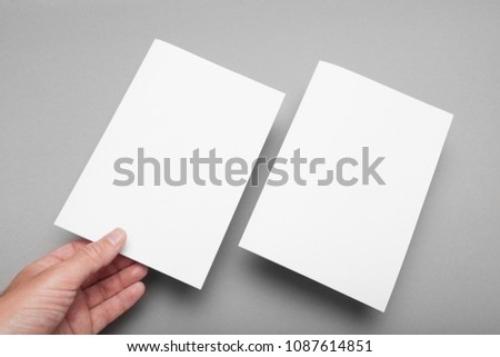 Paper flyer A5 mockup, invitation template. Front and back pages. Royalty-Free Stock Photo #1087614851