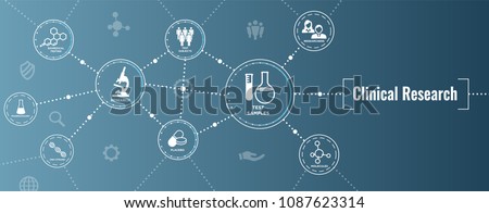 Medical Healthcare Icons w People Charting Disease or Scientific Discovery Web Header Banner Royalty-Free Stock Photo #1087623314