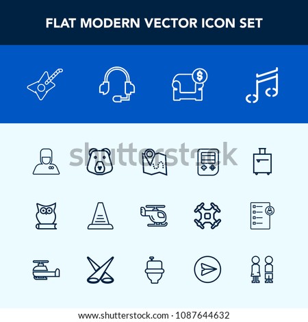 Modern, simple vector icon set with trip, hotel, modern, step, luggage, bear, service, wild, furniture, sofa, transport, location, transportation, white, sound, map, business, suitcase, grizzly icons