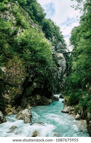 Soca River (Isonzo) with Beautiful Emerald Color