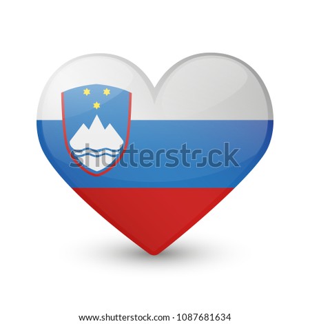 Slovenia Flag Heart Love Emoji Icon Object Symbol Gradient Vector Art Design Cartoon Isolated.