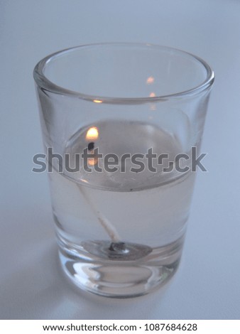 Lighted transparent candle.