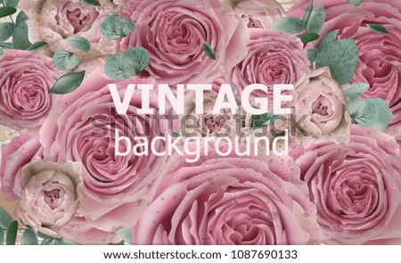 Vintage beauty background with roses Vector. Excellent vintage card floral 3d backgrounds