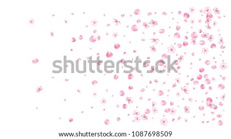 Wedding Sakura Cherry, Rose Petals Nice Confetti. Tender Vector Celebration Design. Soft Sakura Cherry and Rose Confetti Falling Down. Blooming Floral Design, Natural Cosmetics Background