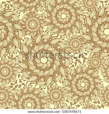 Mandara boho design for organic natural vector graphic pattern seamless with brown and white tone background